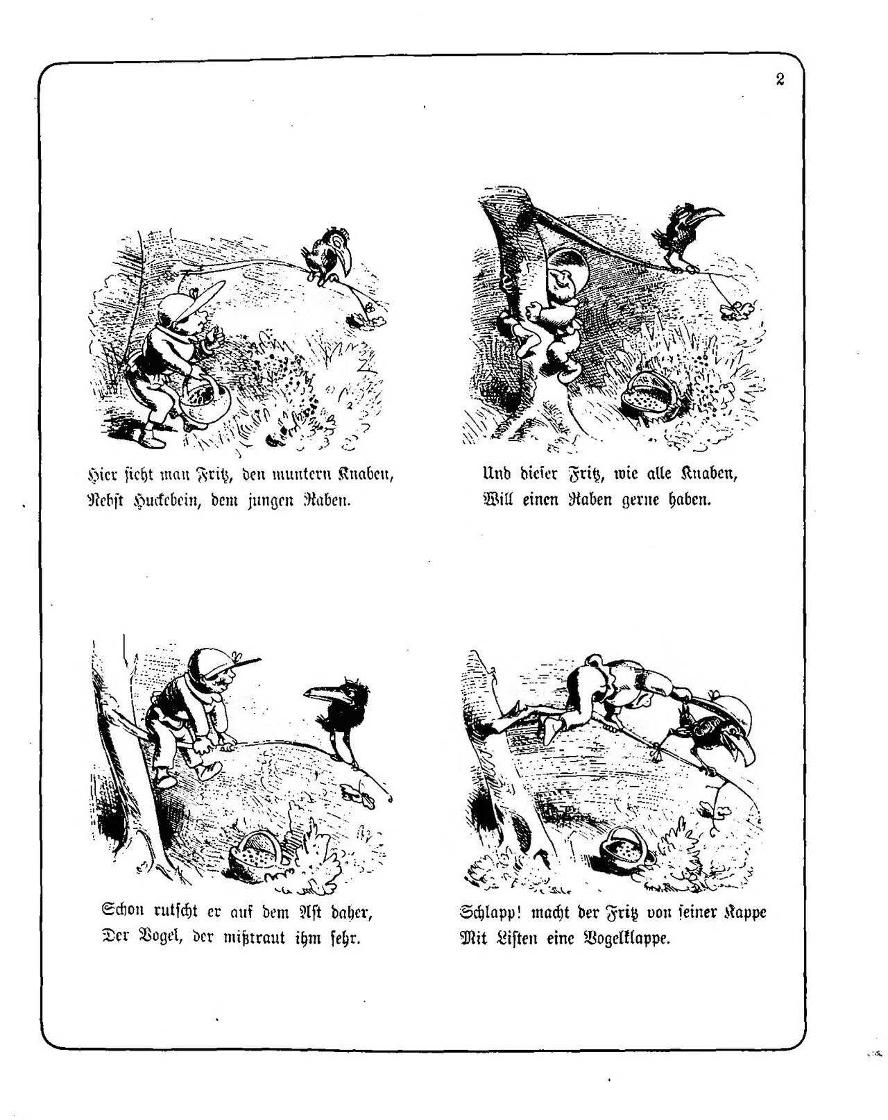 Hans Huckebein, con quạ xui xẻo, Hans Huckebein, con quạ xui xẻo, trang 1