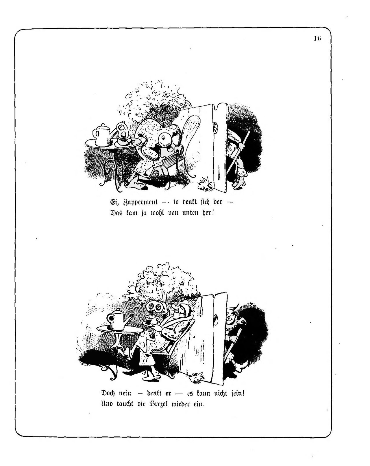 Hans Huckebein, con quạ xui xẻo, Cái ống thổi, trang 2