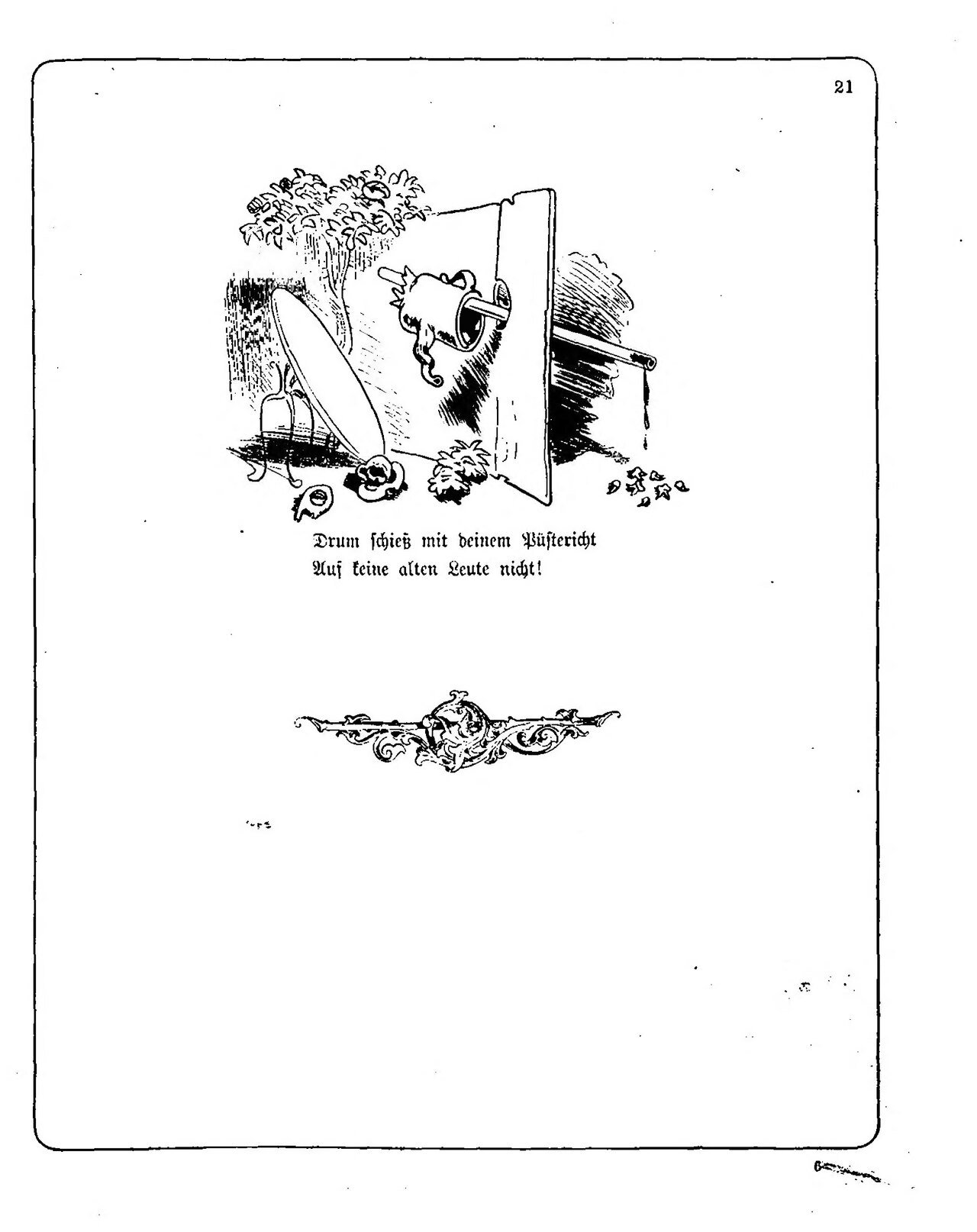 Hans Huckebein, con quạ xui xẻo, Cái ống thổi, trang 7